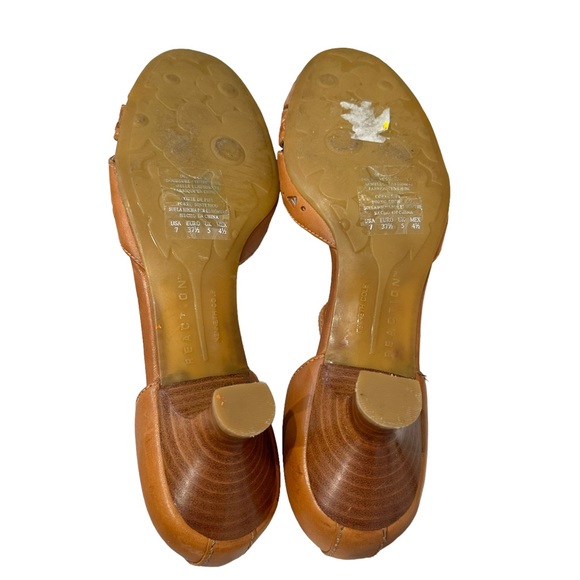 KENNETH COLE REACTION FOR J JILL Brown Leather Kitten Heel Weaved Sandals Size 7 - Picture 10 of 10